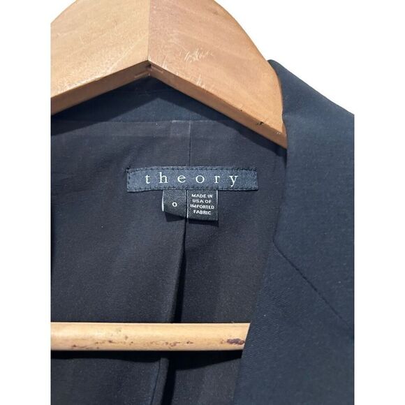 Theory Notch Lapel Button Front Single Breasted Blazer Jacket Black Size 0 - Picture 4 of 16